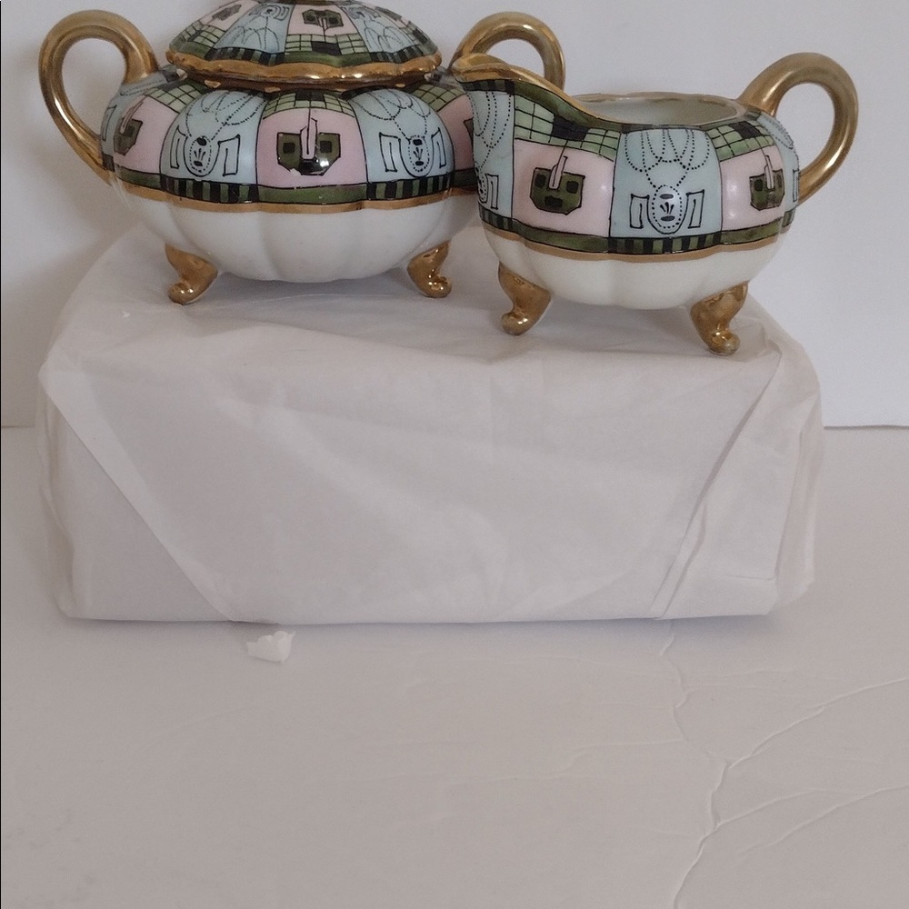 Noritake hand painted Cream and sugar vintage